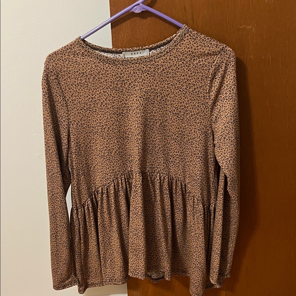Brown Animal Print Long Sleeve Top